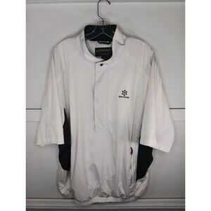 DryJoys by Foot Joy Golf Windbreaker Pullover XL White Black Short Sleeve EUC